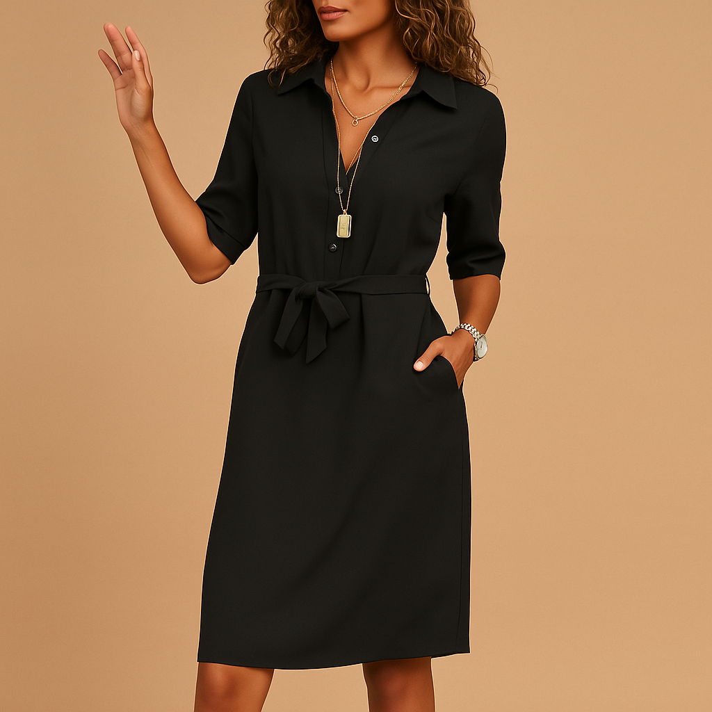 Elegant fitted dress for women with a modern cut and flattering fit, perfect for work, leisure, or evening occasions.