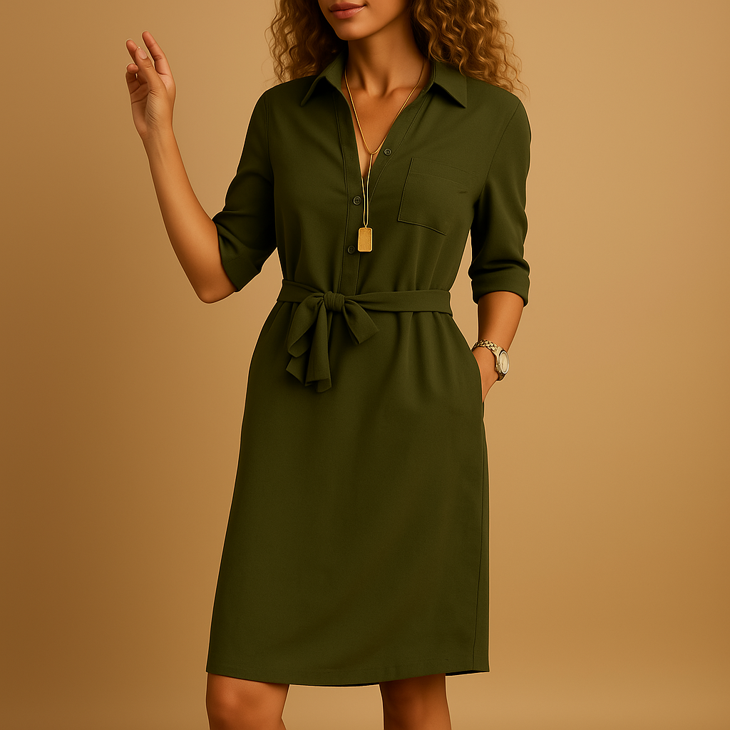Elegant fitted dress for women with a modern cut and flattering fit, perfect for work, leisure, or evening occasions.
