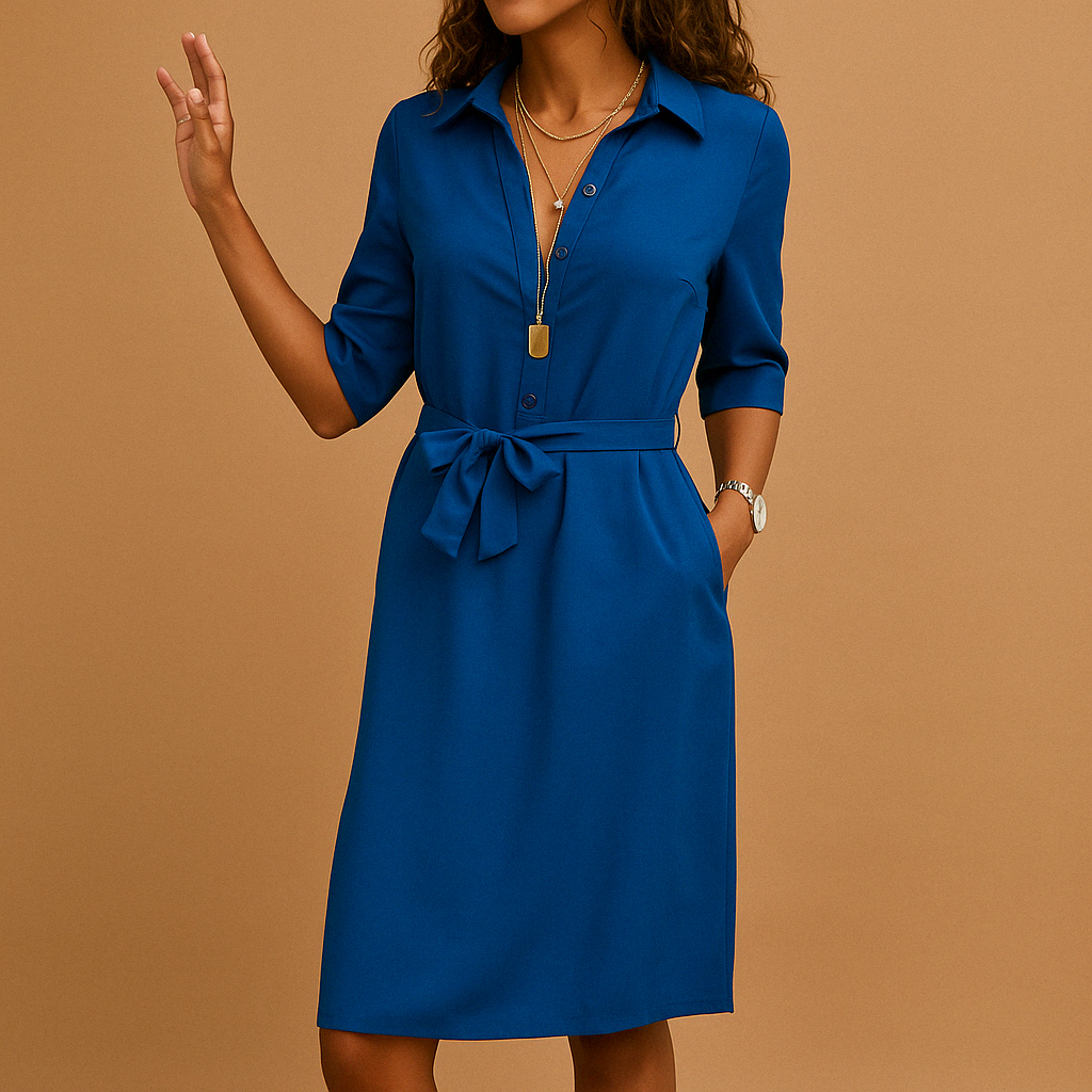 Elegant fitted dress for women with a modern cut and flattering fit, perfect for work, leisure, or evening occasions.