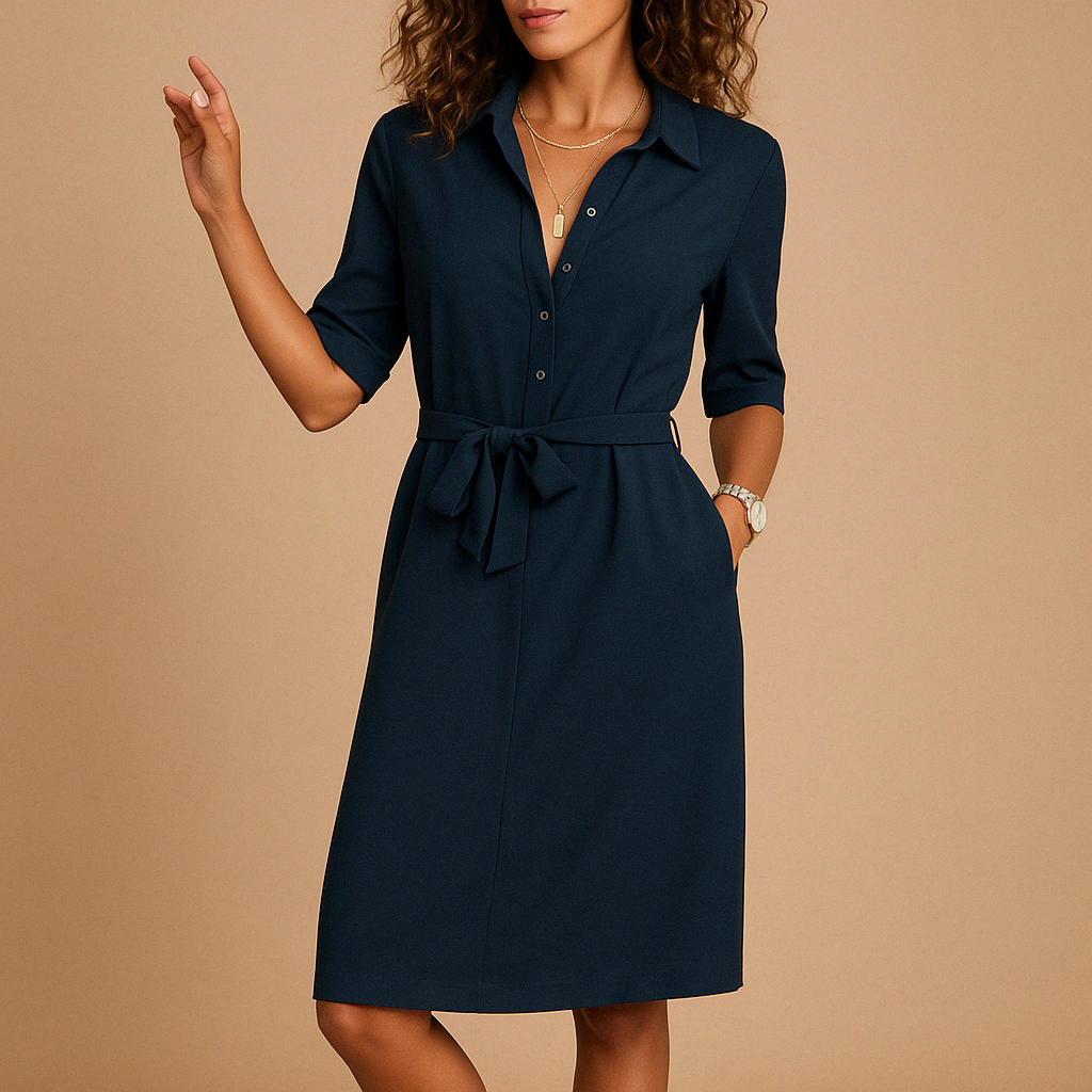 Elegant fitted dress for women with a modern cut and flattering fit, perfect for work, leisure, or evening occasions.