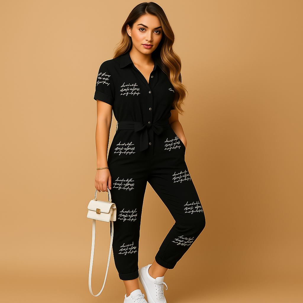 Tailored jumpsuit for women with flattering silhouette and button closure, perfect for work, social events, and dinners.